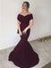Sexy Burgundy Mermaid Off Shoulder Maxi Long Party Prom Dresses, Evening Dress,13127