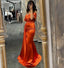 Sexy Burnt Orange Mermaid Off Shoulder Maxi Long Bridesmaid Dresses For Wedding, WG1559