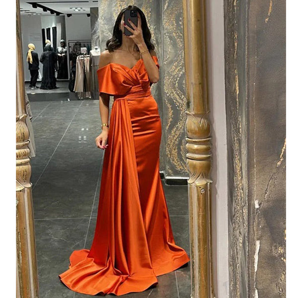 Sexy Burnt Orange Mermaid Off Shoulder Maxi Long Bridesmaid Dresses Fo LoverBridal Sexy Burnt Orange Mermaid Off Shoulder Maxi Long Bridesmaid Dresses Fo LoverBridal