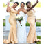 Sexy Champagne Mermaid V-neck Maxi Long Bridesmaid Dresses For Wedding,WG1560