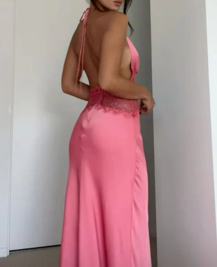 Sexy Dusty Rose V-neck Long Party Prom Dresses To Impress,Evening Dress,13575