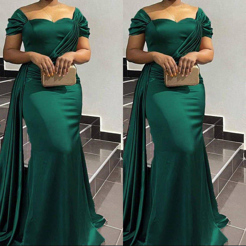 Sexy Green Mermaid Off Shoulder Maxi Long Bridesmaid Dresses For Wedding,WG1558