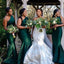Sexy Green Mermaid One Shoulder Maxi Long Wedding Guest Bridesmaid Dresses,WG1556