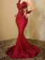 Sexy Mermaid Red Long Sleeves Maxi Long Party Prom Dresses, Evening Dress,13136