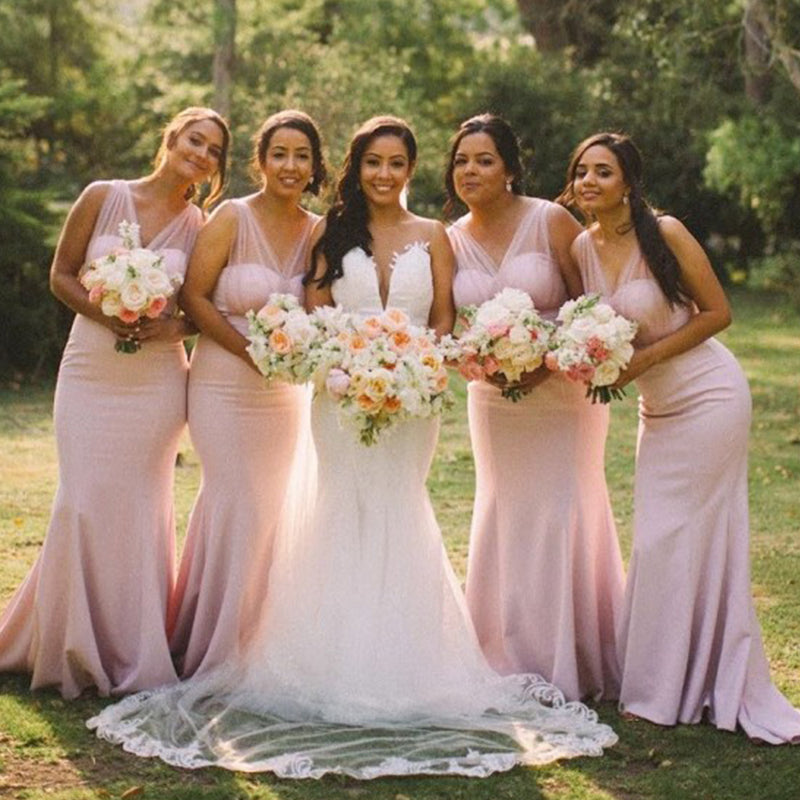 Sexy Pink Mermaid Maxi Long Bridesmaid Dresses For Wedding Party,WG1585