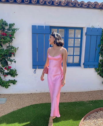 Sexy Pink Mermaid Spaghetti Straps Long Party Prom Dresses To Impress,Evening Dress,13547