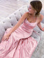 Sexy Pink Mermaid Spaghetti Straps Side Slit Maxi Long Party Prom Dresses,13249