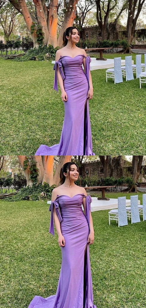 Sexy Purple Mermaid Off Shoulder Maxi Long Bridesmaid Dresses For Wedding Party,WG1598