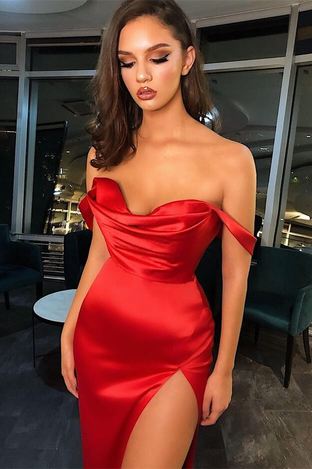 Sexy Red Sheath Side Slit Maxi Long Party Prom Dresses, Evening Dress,13134