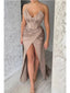 Sexy Sheath Strapless V-neck Side Slit Party Prom Dresses, Evening Dress,13218