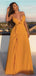Sexy Yellow A-line Spaghetti Straps Maxi Long Party Prom Dresses, Evening Dress,13133