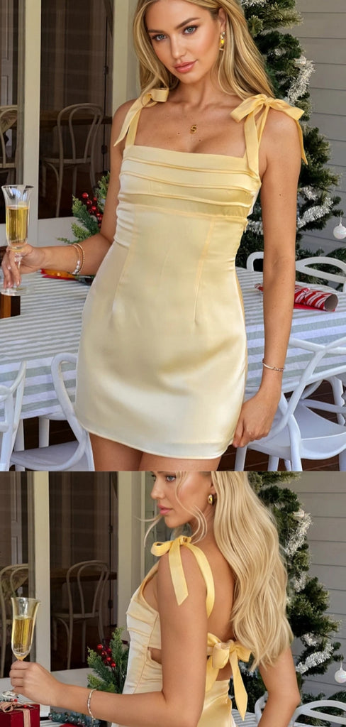 Sexy Yellow Sheath Mini Short Party Prom Homecoming Dresses Online,CM1037