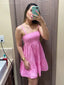 Simple A-line Pink Spaghetti Straps Mini Short Prom Homecoming Dresses Online,CM1009