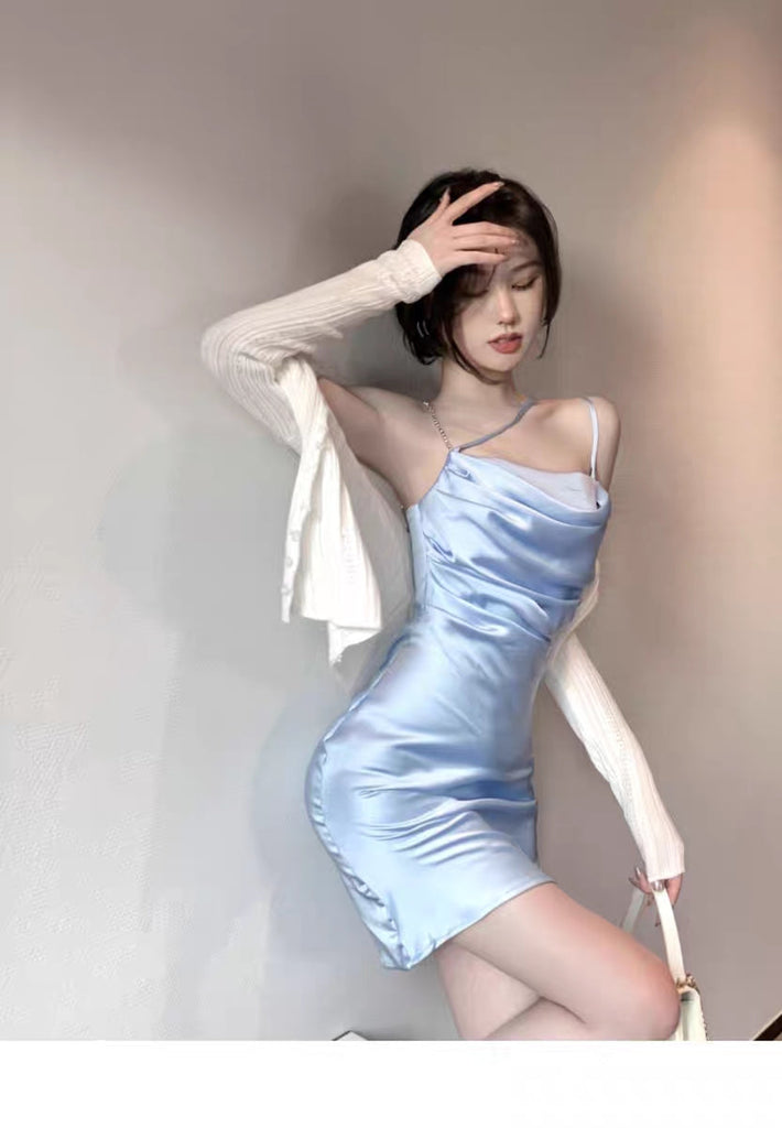Simple Blue Sheath Spaghetti Straps Short Homecoming Dresses,Short Prom Dresses,CM953