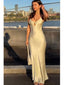 Simple Champagne Sheath Spaghetti Straps Maxi Long Party Prom Dresses,Evening Dress,13290