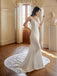 Simple Mermaid Straps V-neck Handmade Lace Wedding Dresses,WD799