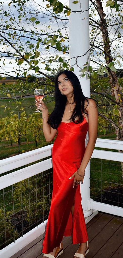 Simple Red Sheath Maxi Long Party Prom Dresses, Evening Dress,13228