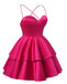 Simple Red Spaghetti Straps Mini Short Prom Homecoming Dresses Online,CM1005