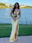 Simple Yellow Mermaid Spaghetti Straps Maxi Long Party Prom Dresses,Evening Dress,13283