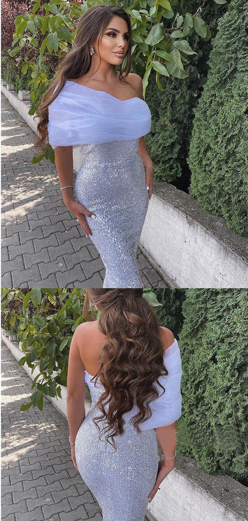 Sparkly Mermaid One Shoulder Maxi Long Prom Dresses Online,13073