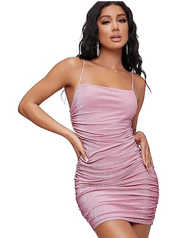 Sparkly Pink Sheath Spaghetti Straps Short Homecoming Dresses,Short Prom Dresses,CM951