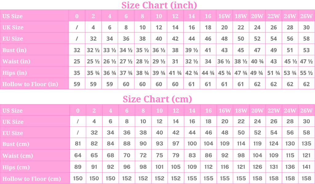 prom dress size chart Size Guide For Women & Children SheerGirl