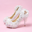 Women's Wedding Shoes Decorative White Lace Floral Wedding Heels Bridal Shoes, H85