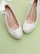 Elegant Women's Wedding Shoes Decorative Lace Wedding Heels Bridal Shoes With Beading, H97