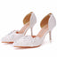 Women's Wedding Shoes Decorative Lace Pearl Wedding Heels Bridal Shoes, H96