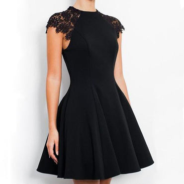 2017 Black Cap Sleeve Modest Tight fashion simple elegant homecoming prom gown dresses, BD001185