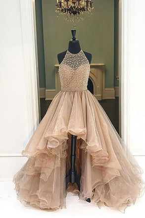 2017 High Low Evening Prom Dresses, Long A line Party Prom Dress, Custom Long Prom Dresses, Cheap Formal Prom Dresses, 17060