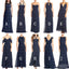A Line New Design Navy Blue Mismatched Chiffon Charming Cheap Long Wedding Party Bridesmaid Dresses, WG303