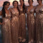 A-line Sequin V Neck Sleeveelsss Cheap Bridesmaid Dresses Online, WG829