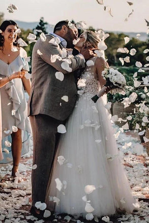 A-line V Neck Cute Cheap Wedding Dresses Online, Cheap Bridal Dresses, WD613