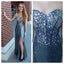 Affordable Shinning Sweet Heart Side Split Sequin Evening Long Prom Dresses, WG218