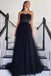Black A-line Sweetheart Sleeveless Long Prom Dresses Online,12871