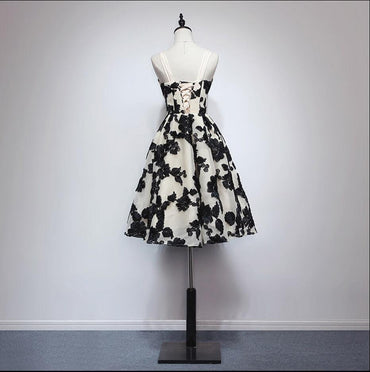 Black Lace Spaghetti Straps Cute Homecoming Prom Dresses, Affordable Short Party Prom Sweet 16 Dresses, Perfect Homecoming Cocktail Dresses, CM343