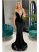 Black Mermaid One Shoulder Cheap Long Prom Dresses,Evening Party Dresses,12740