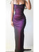 Black-Purple Mermaid Spaghetti Straps Cheap Long Prom Dresses,12742