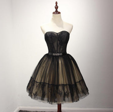 Black See Through Homecoming Prom Dresses, Little Black Dress,  Affordable Short Party Corset Back Prom Dresses, Perfect Homecoming Dresses, CM231