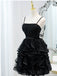Black Spaghetti Straps Short Homecoming Dresses,Cheap Short Prom Dresses,CM886