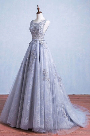 Charming Sweetheart Long A-line Appliques Ivory Tulle Wedding Dresses, WD0153