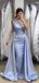 Blue Mermaid One Shoulder Cheap Long Prom Dresses, Evening Party Dresses,12701