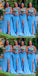 Blue Mermaid One Shoulder High Slit Cheap Long Bridesmaid Dresses,WG1361