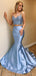 Blue Mermaid Two Pieces Spaghetti Straps Party Prom Dresses, Prom & Dance Dresses,12342
