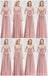 Blush Pink Lace Floor Length Mismatched Chiffon Bridesmaid Dresses Online, WG542