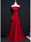 Simple Red A-line Off Shoulder Cheap Long Prom Dresses Online,12454