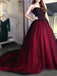 Burgundy A-line Sweetheart Cheap Long Prom Dresses Online,12761