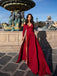 Burgundy Mermaid Long Sleeves V-neck High Slit Long Prom Dresses Online,12438