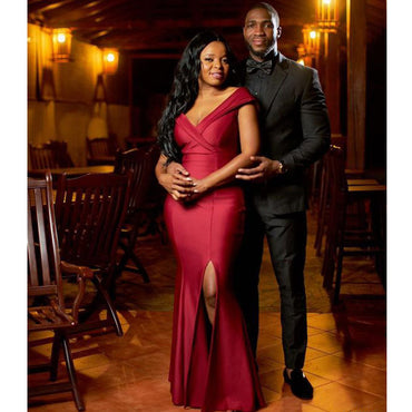 Burgundy Mermaid Off Shoulder Side Slit Cheap Long Bridesmaid Dresses,WG1355